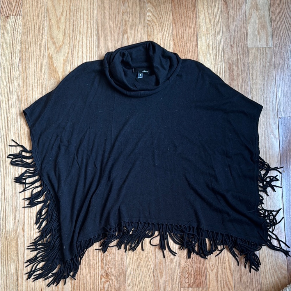 Black Fringe Poncho